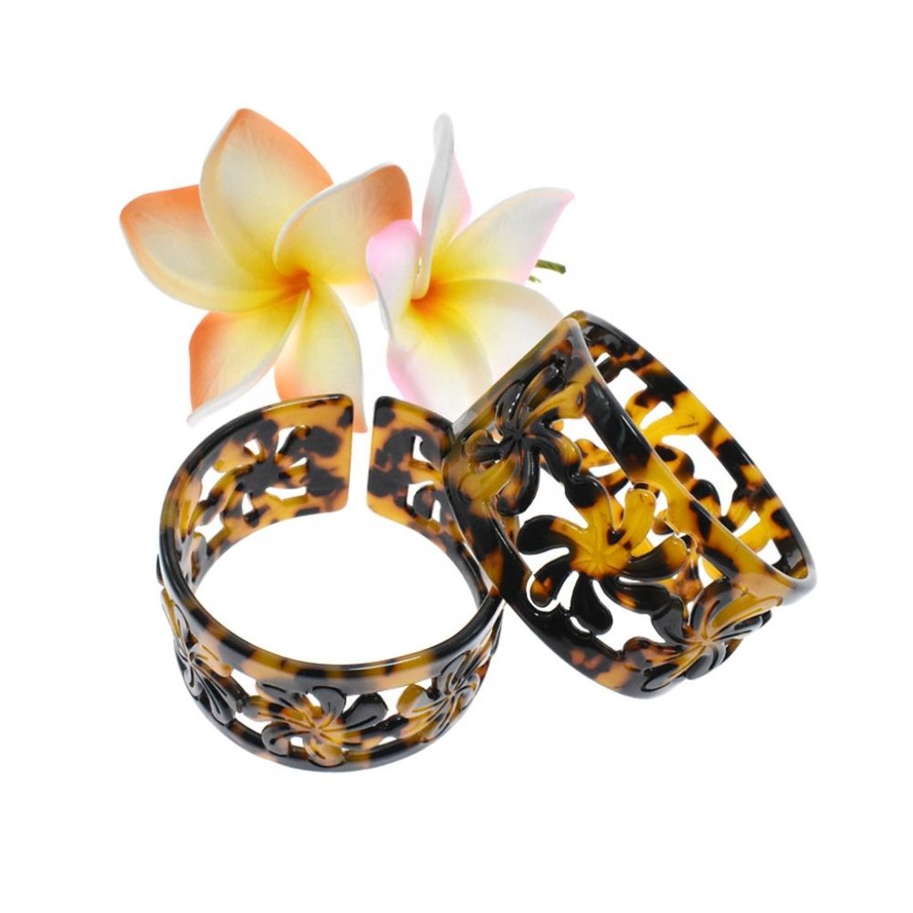 Polynesian Cut-out Plumeria Flower Acrylic Bangle